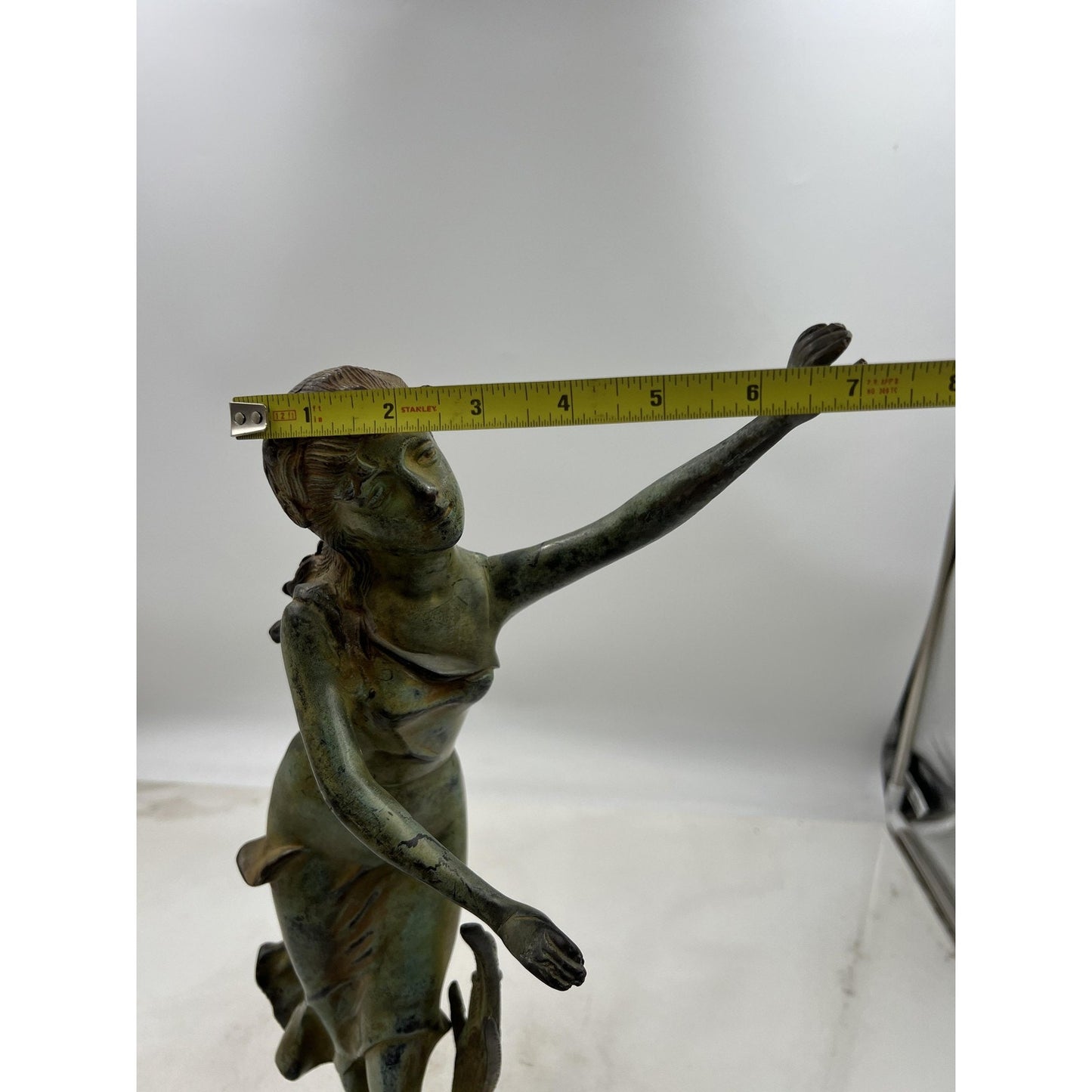 Vintage Art Nouveau Bronze Lady Statue India 18" Tall Elegant Female Figure