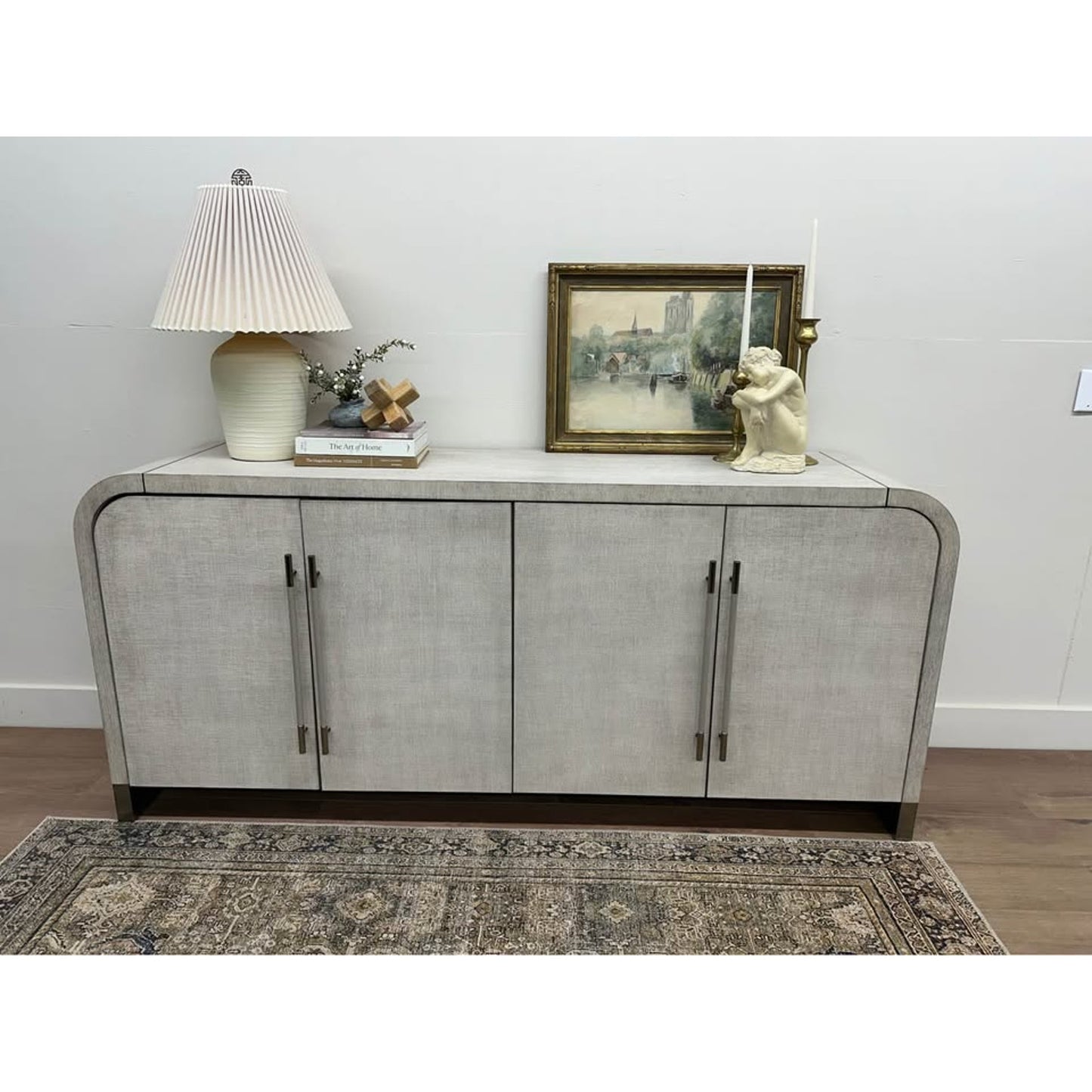 Modern Mood Buffet Console Entry Buffet Arched Waterfall Hooker Furniture Creamy Grayish Color