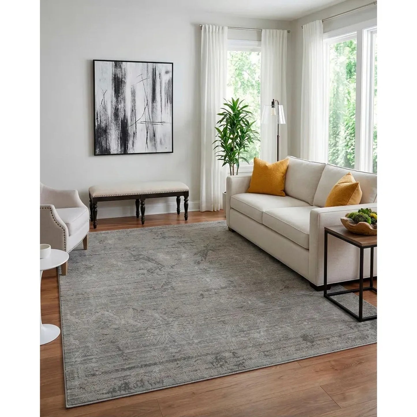 Minori Casa Ebru Area Rectangle Rug 7x9 Blue Tan Indoor New