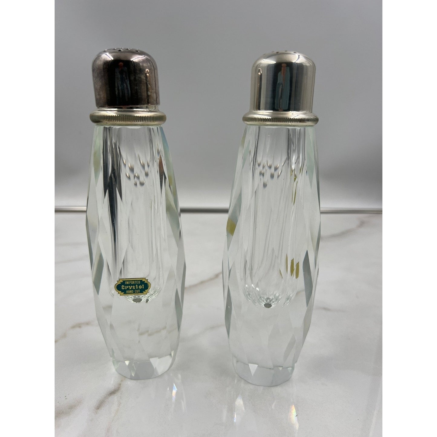 VTG Post House Hand Cut Leaded Crystal Pepper Mill and Shaker Set Grinders