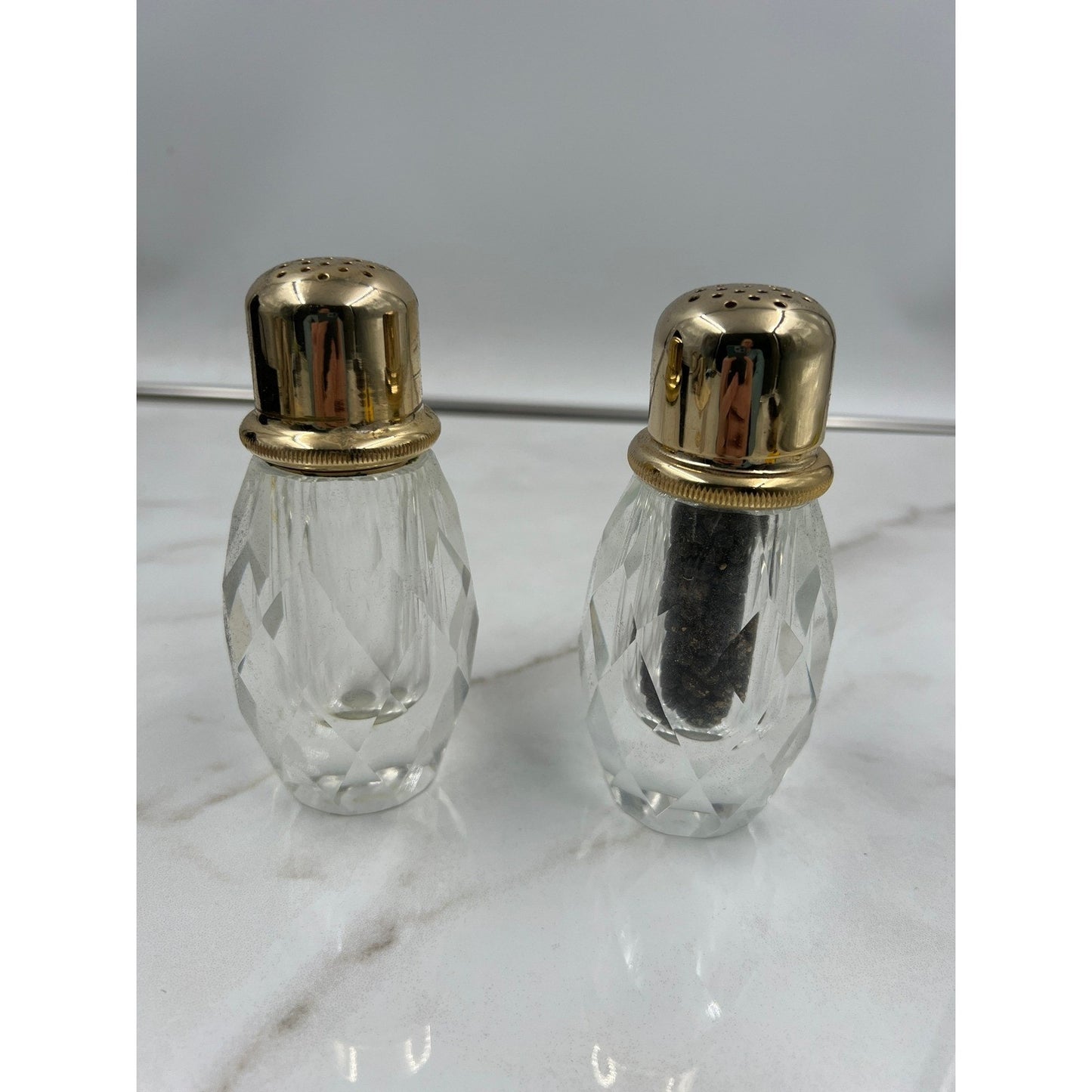 VTG Post House Hand Cut Leaded Crystal Pepper Mill and Shaker Set