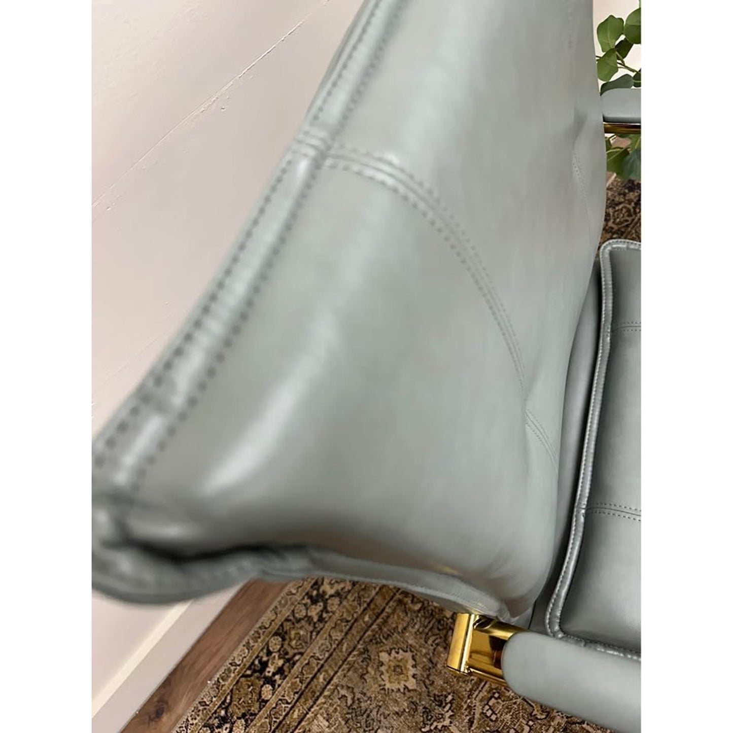 Riccardo Task Chair GREY Faux Leather Gold Rolling Office Chair