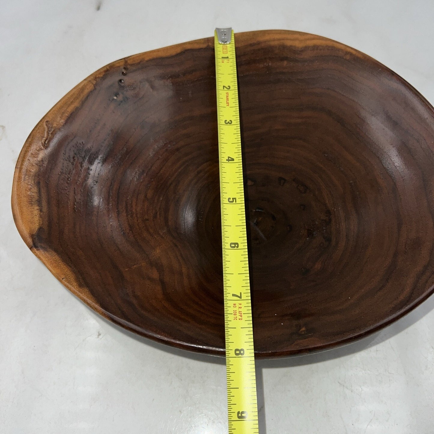 VTG Handmade Wooden Bowl W7"/H 2.5" Redwood California USA Stunning Hand Turned