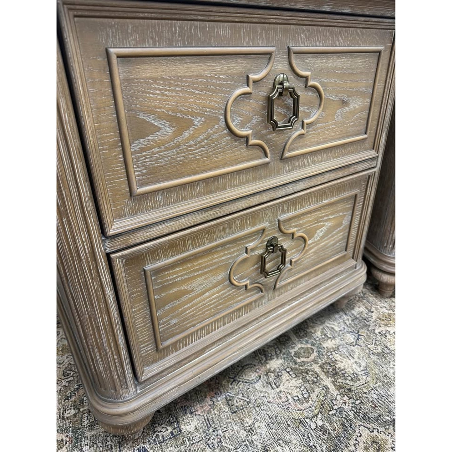 Furniture of America Aveline Modern Rustic Oak Solid Wood 2-Drawer Nightstand With USB Ports