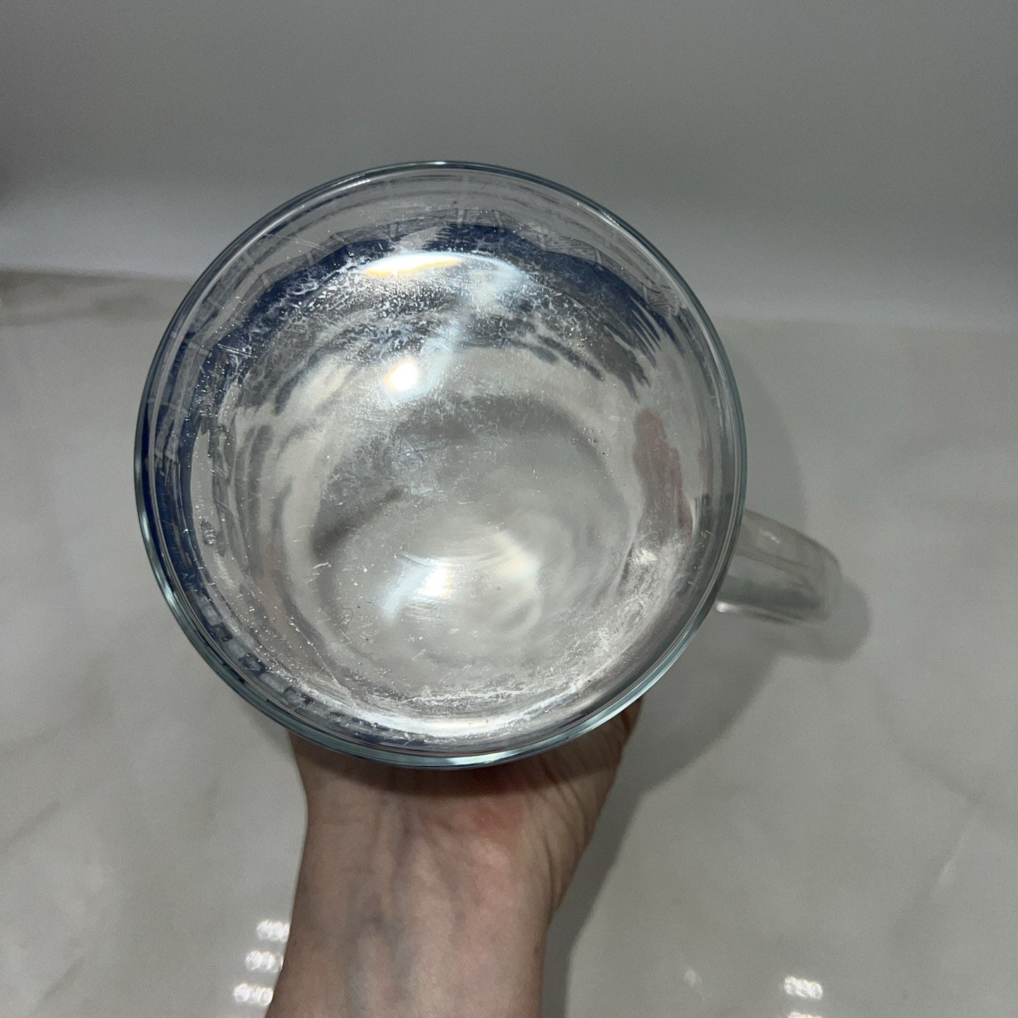 Vintage Glass Blue Willow Martini Pitcher w/ Applied Glass Handle