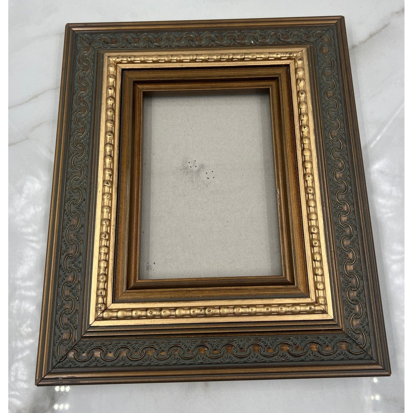 VTG Ornate Bronze Gold Picture Frame 5x7 Opening Scroll Beaded Traditional 10x12