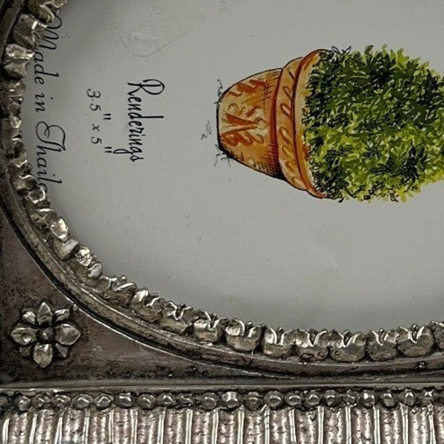 Renderings Picture Frame Silver Pewter Tone Ornate Oval Opening 3.5x5 Tabletop