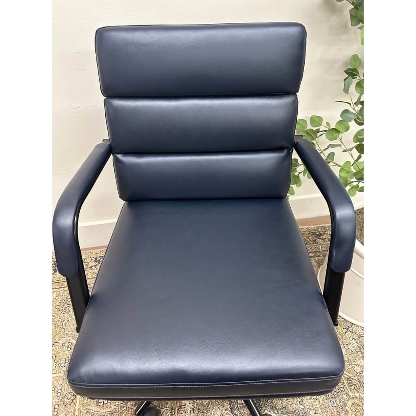 Joseph Task Chair-Navy Faux Leather Rolling Office Chair