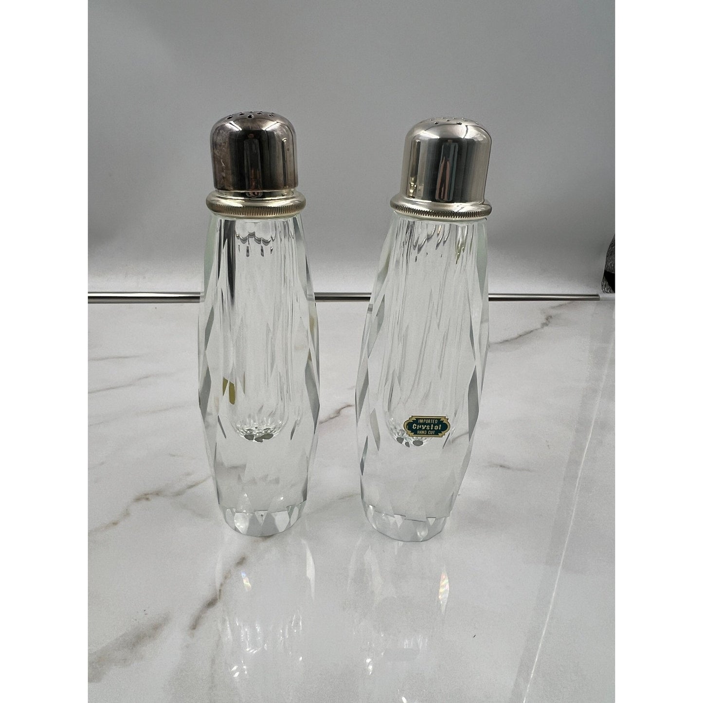 VTG Post House Hand Cut Leaded Crystal Pepper Mill and Shaker Set Grinders