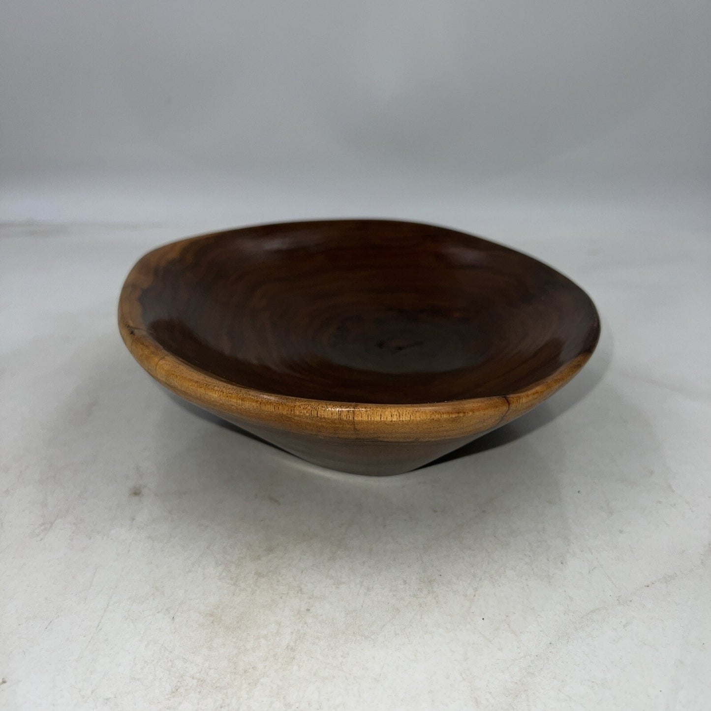 VTG Handmade Wooden Bowl W7"/H 2.5" Redwood California USA Stunning Hand Turned