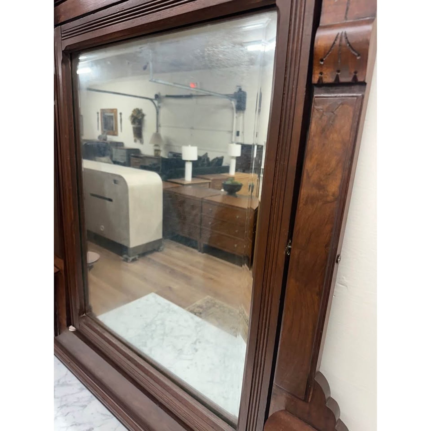Victorian Eastlake Antique Walnut Chest or Dresser Marble Top Mirror