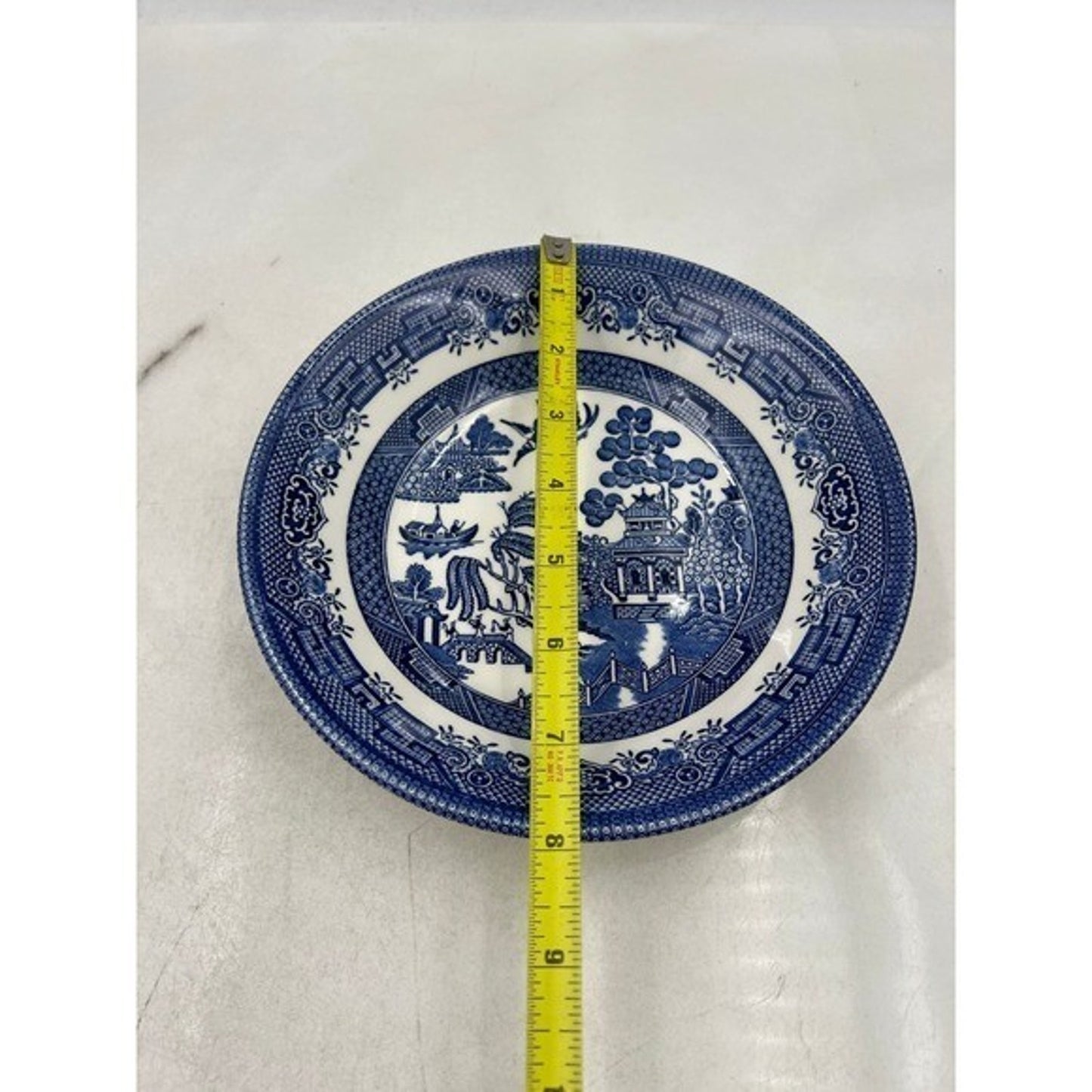 VTG Churchill Blue Willow Pattern Soup Bowl England Chinoiserie 8" Set of 2