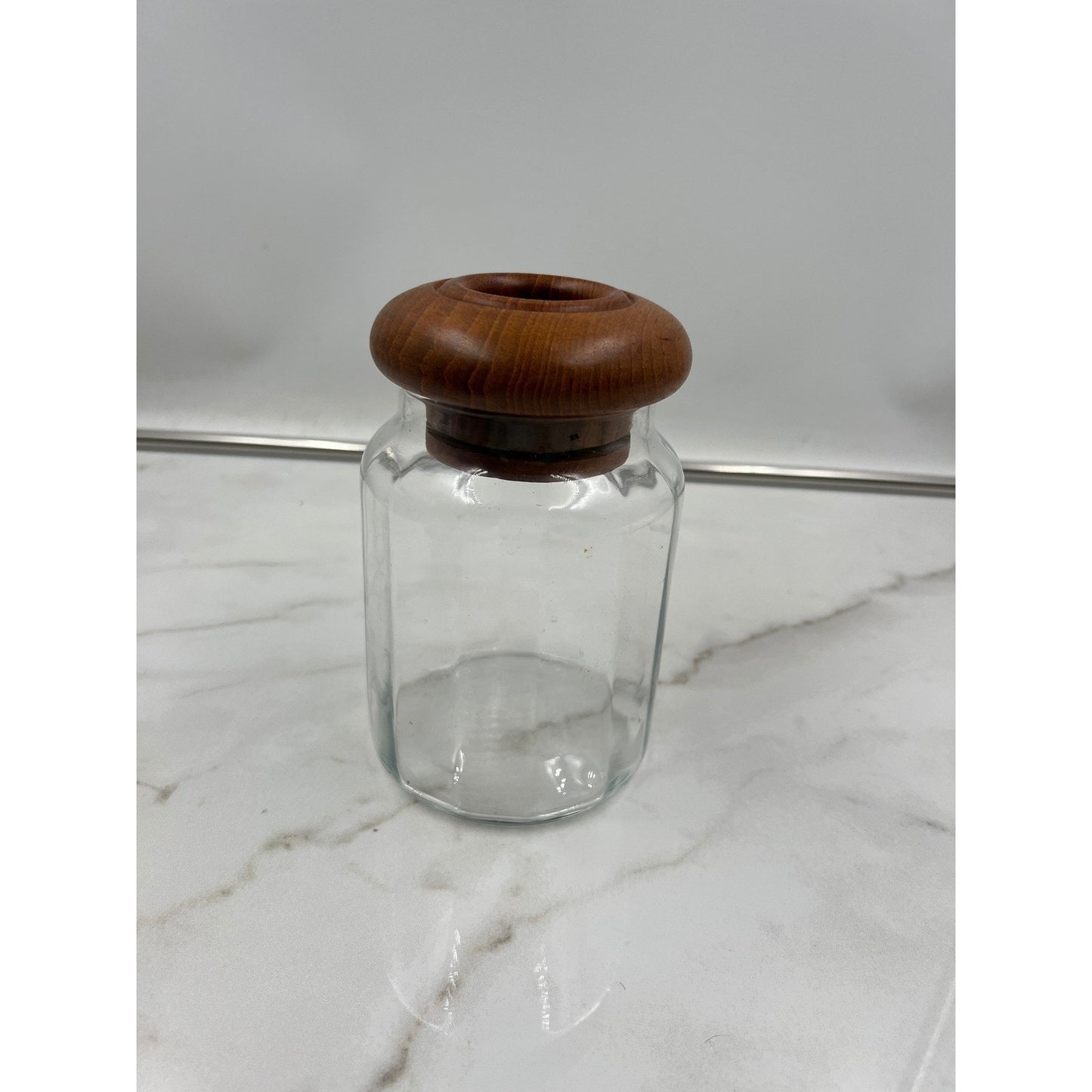 Dansk International Designs Glass Canister Octagonal Jar with Teak Wood Lid
