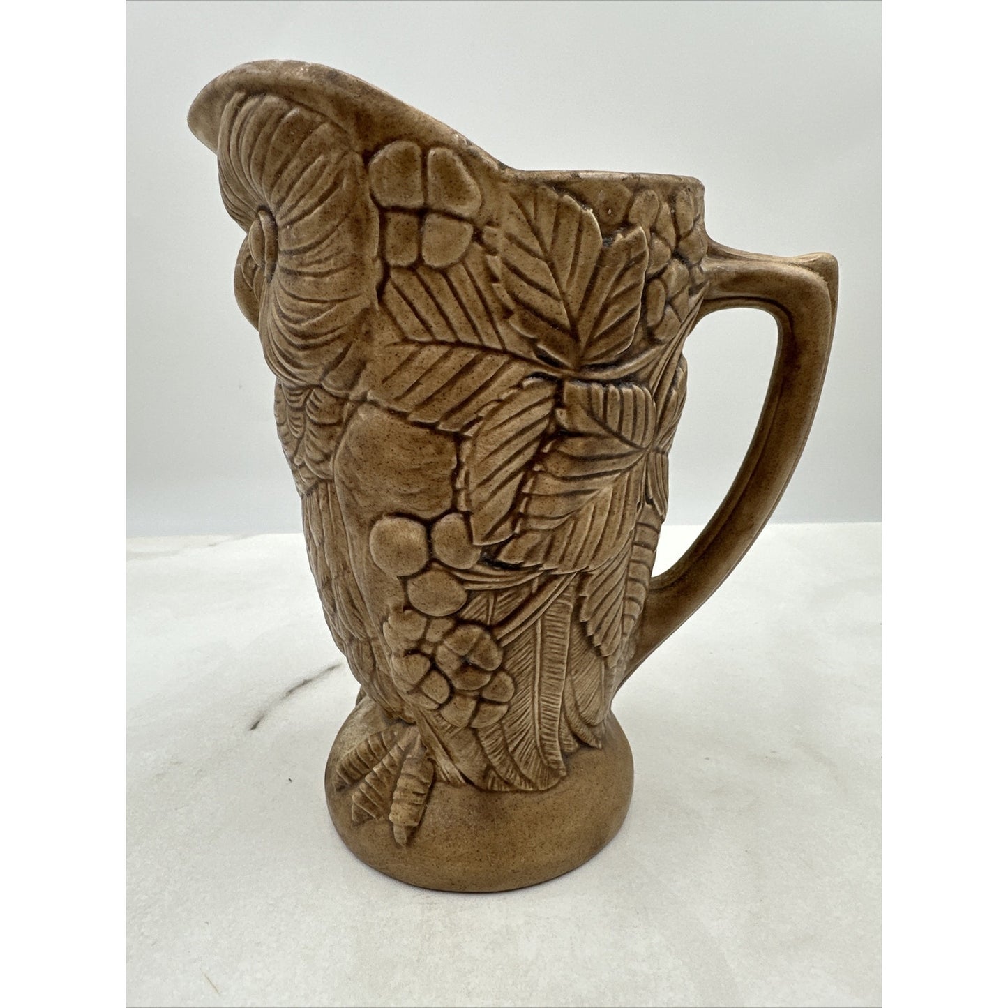 Vintage Ceramic Pitcher Jug Brown Owl 8.5” Tall MCM Vase