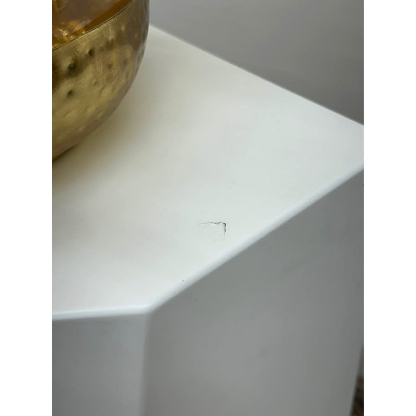 Global Views White Facet Pedestal Plant Stand Art Display