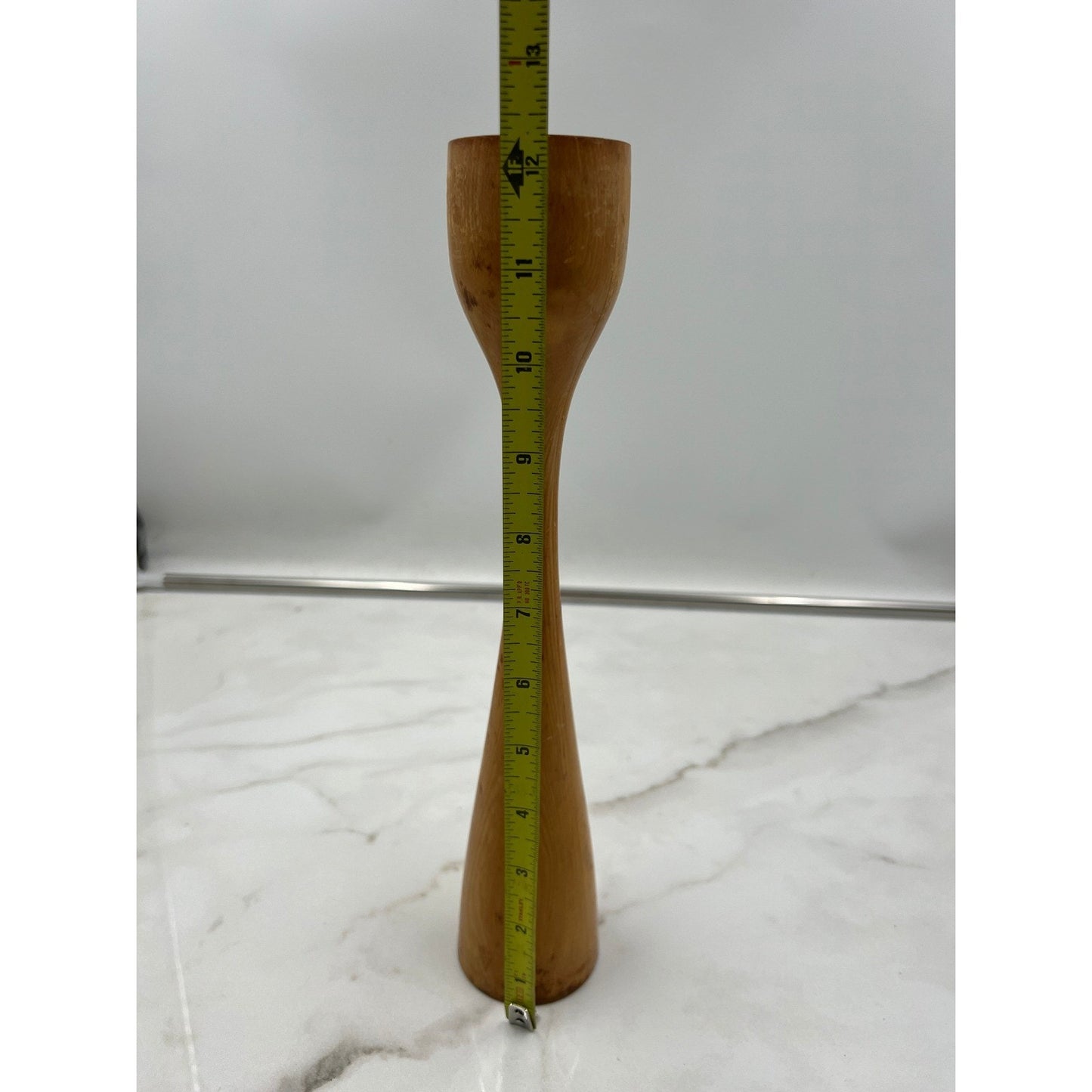 Vintage Mid Century Modern Wood Candlestick Holder Danish Style Tapered 12 Inch