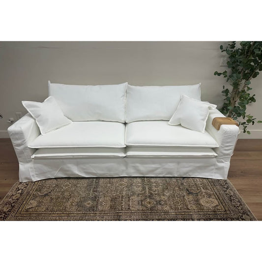Alphonse Slipcovered Sofa Couch WHITE 86" Washable NEW!