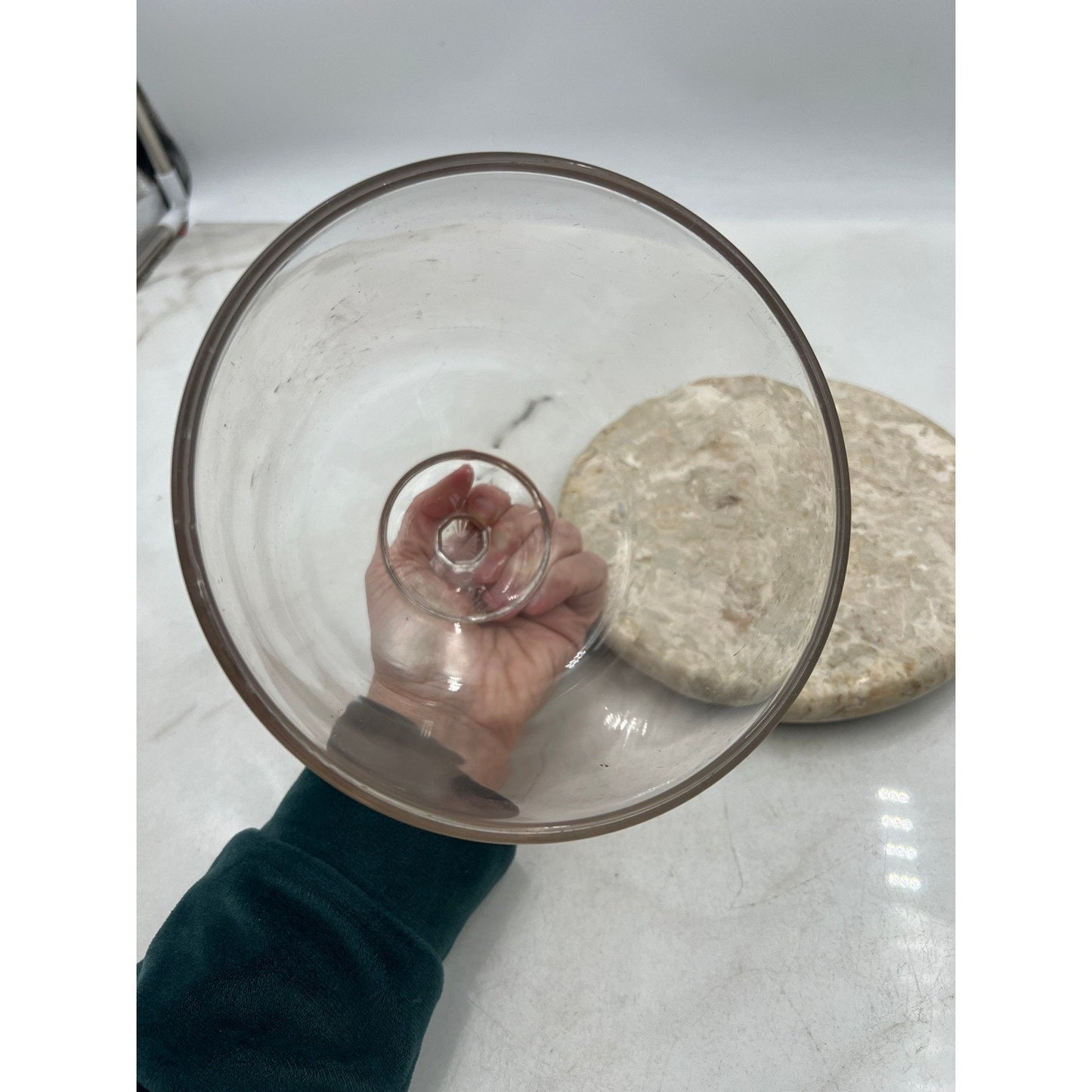 VTG Marble Base Glass Cloche Dome Cover Display Server Tray