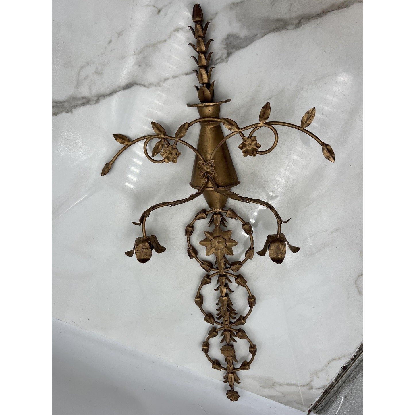 Pair of Austin Italian Tole 2-Arm Wall Candle Sconces Hollywood Regency AC0195