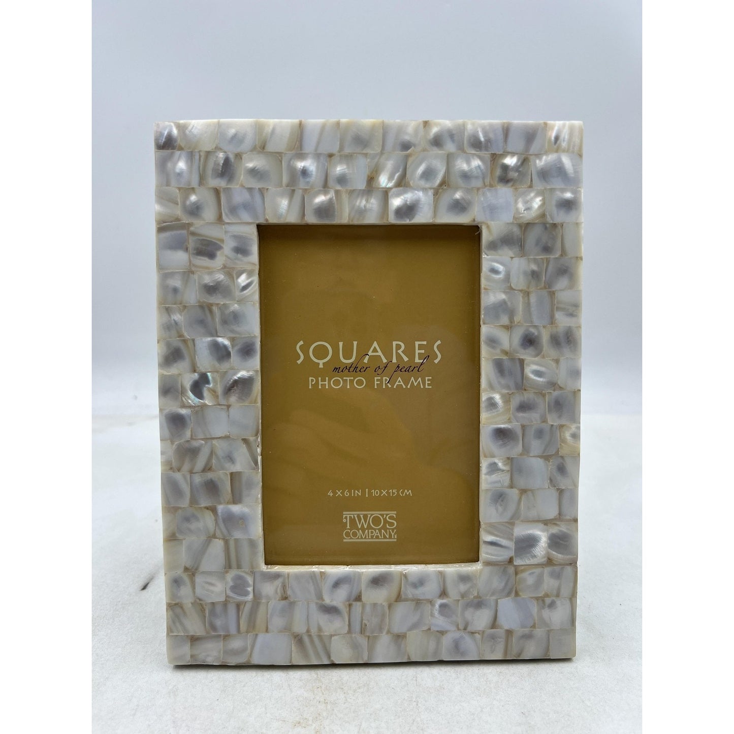 Two's Company Squares Mother of Pearl 4x6 Photo Frame Stand Tabletop