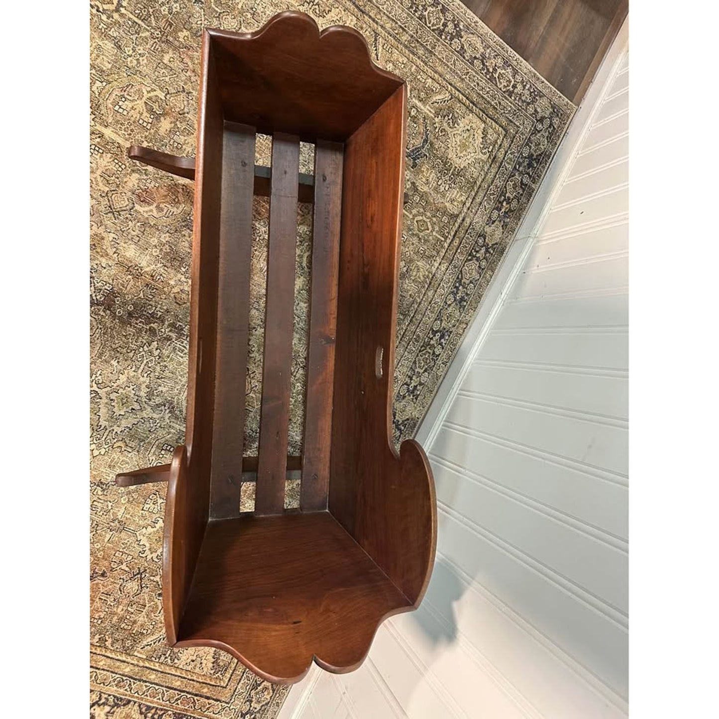 Antique Wood Cradle Baby Walnut Rocking Photography Prop