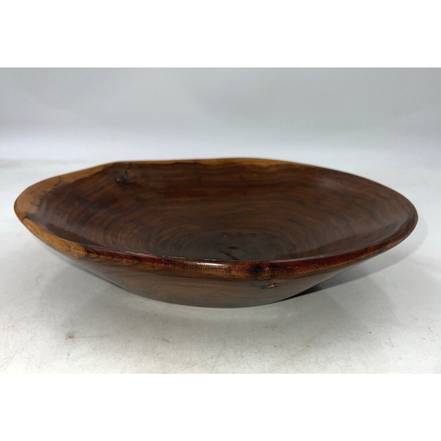 VTG Handmade Wooden Bowl W7"/H 2.5" Redwood California USA Stunning Hand Turned