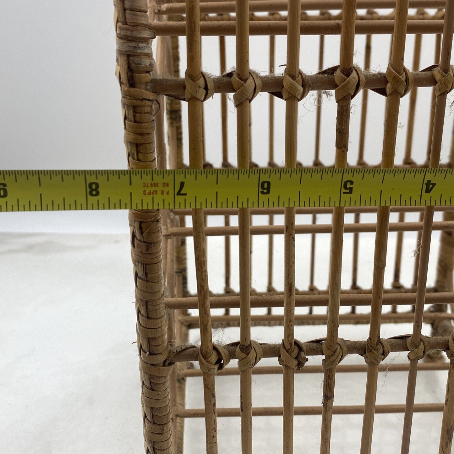 VTG Wicker Wine Rack Freestanding 7 Bottle Bamboo Holder 18" Tall Boho Hippie