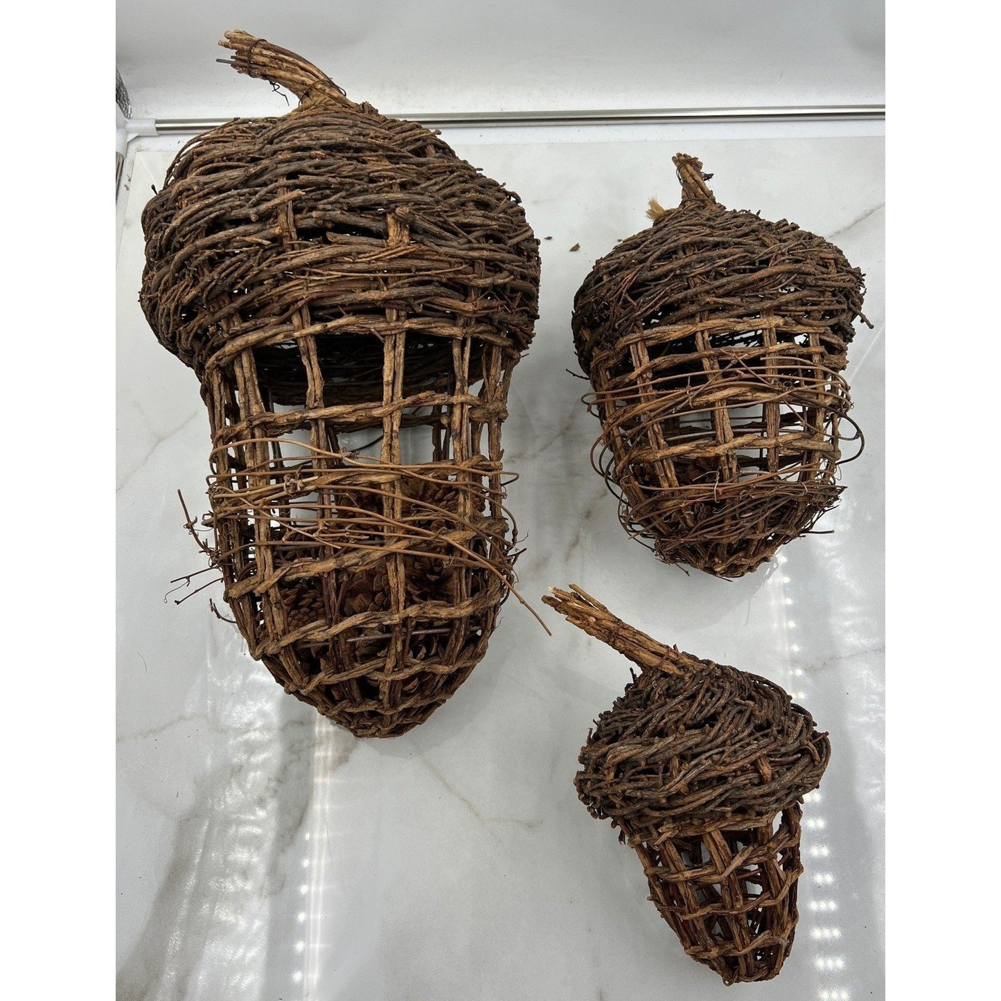 Wiicker Woven Grapevine Acorn Decorations Rustic Fall Farmhouse Decor Pinecones