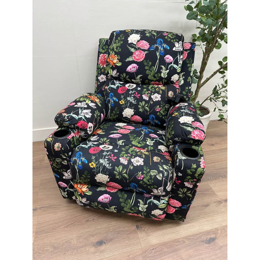 Joachim Dual Motor Lift Assist Recliner with Massage and Heat-BLACK Floral NEW Karat Home