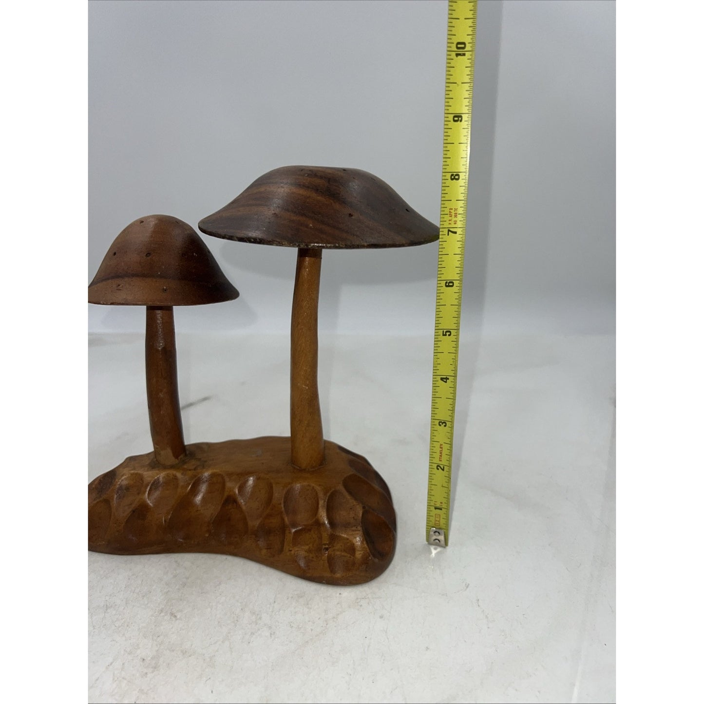 Vtg Teak Wood Mushrooms Toothpick Holder Handcrafted Philippines