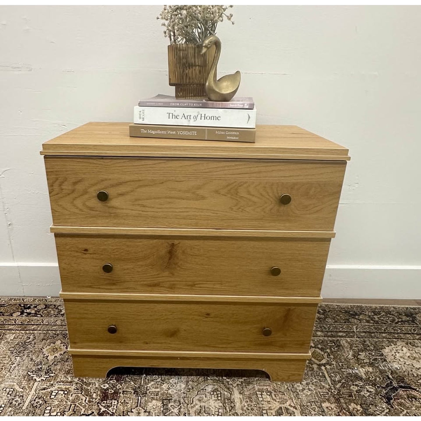 Bridget 3-Drawer Nightstand-ACORN Light Wood Look