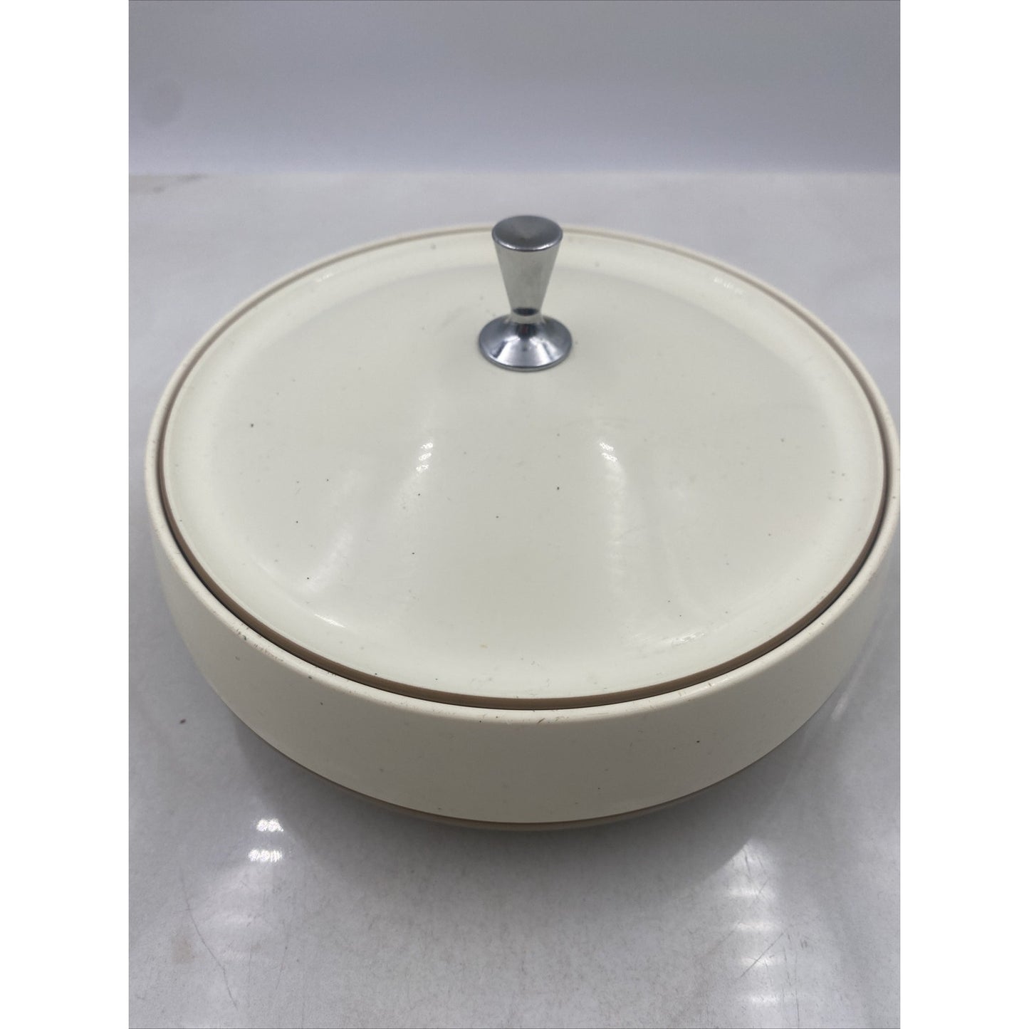 VTG Vacron Bopp Decker Covered Serving Dish Insulated Bowl MCM White