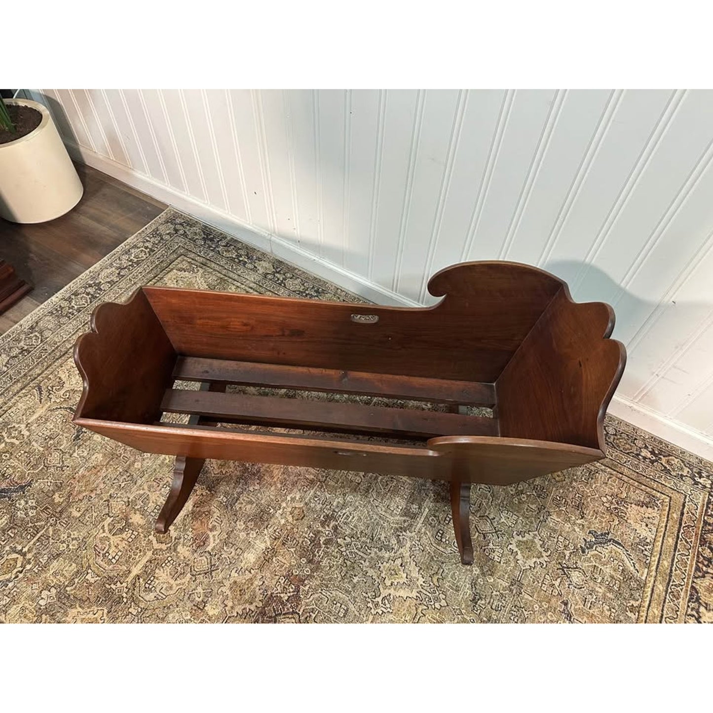 Antique Wood Cradle Baby Walnut Rocking Photography Prop