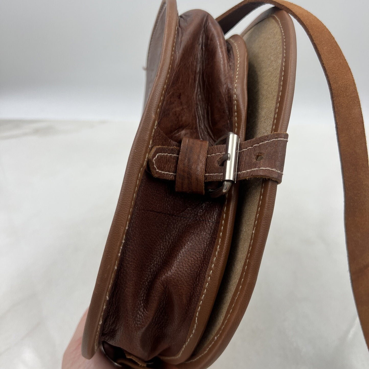 VTG Saddlebag Purse Women’s Brown Tooled Leather Camel Shoulder Bag