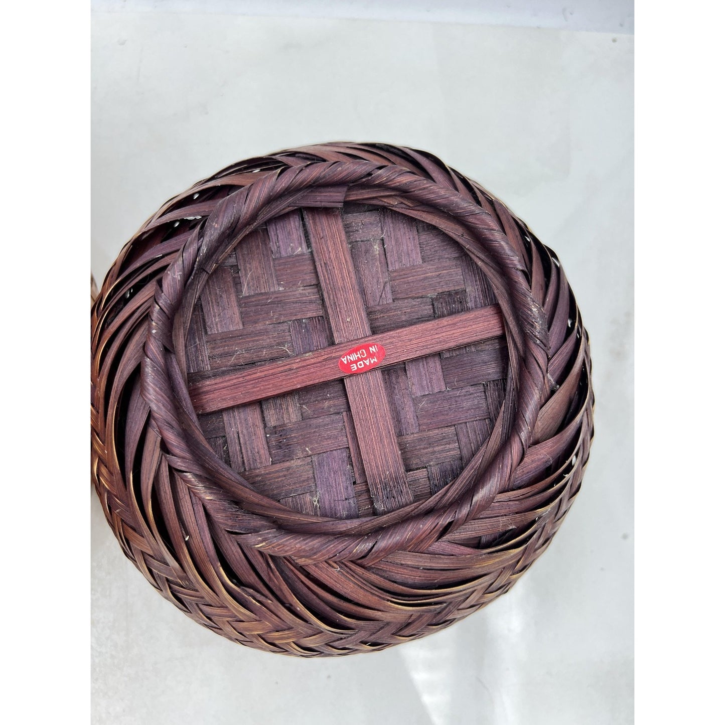 Handwoven Rattan Bamboo Wicker Basket Bowl Set Pair Nesting Boho Decor Round