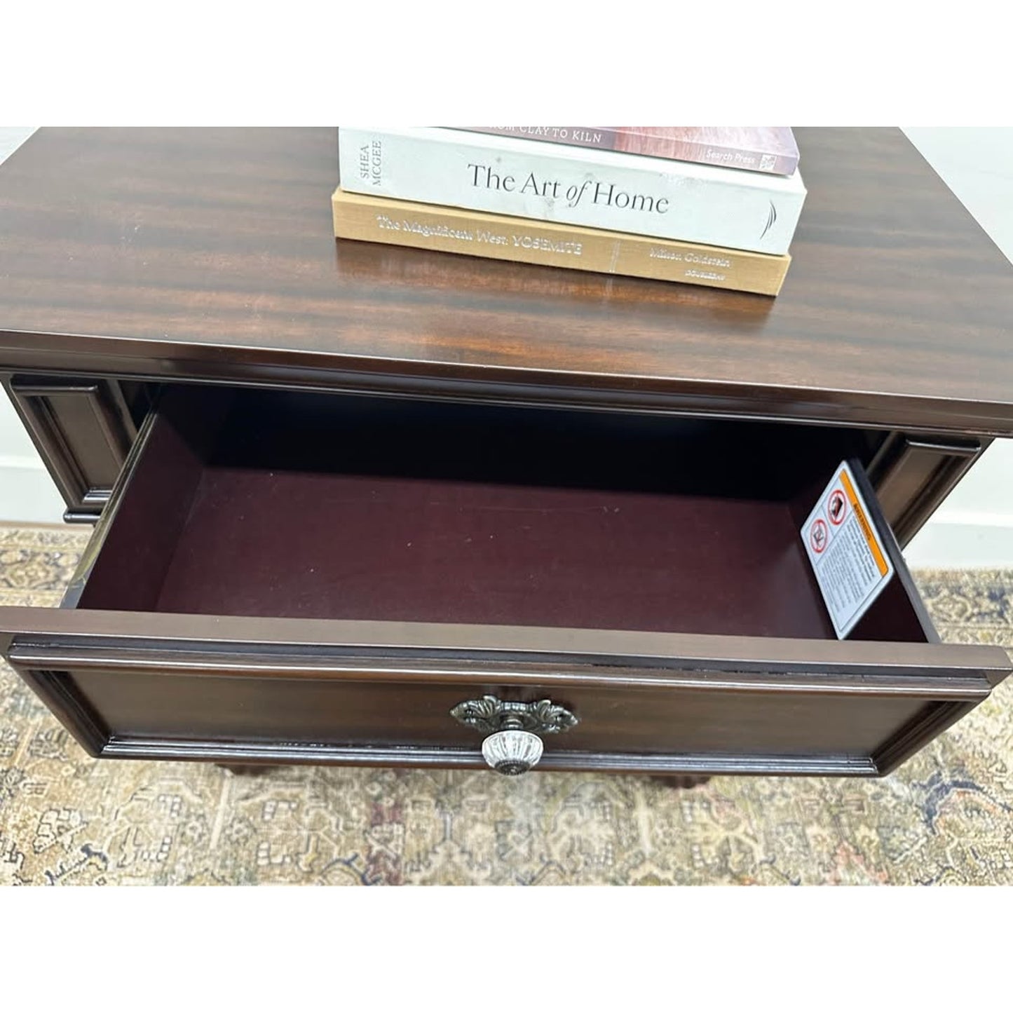 Furniture of America Malierd Traditional Bed Nghtstand Dark Wood NEW