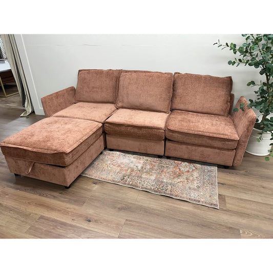 Rebeca Sectional Sofa-ORANGE Pink Three or Four Seater Storage Couch NEW