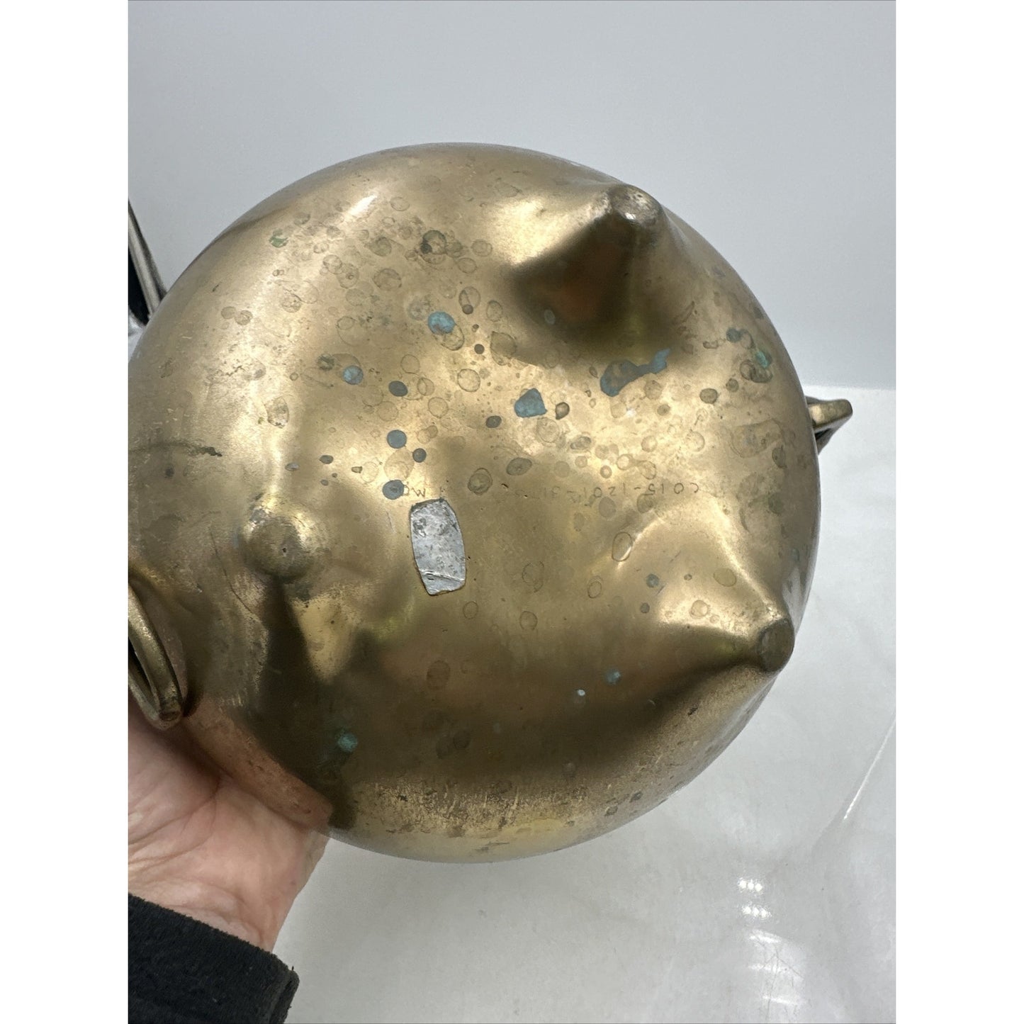 VTG Brass Censer Pot Planter Metal Three Leg Incense Ringed Face Handles