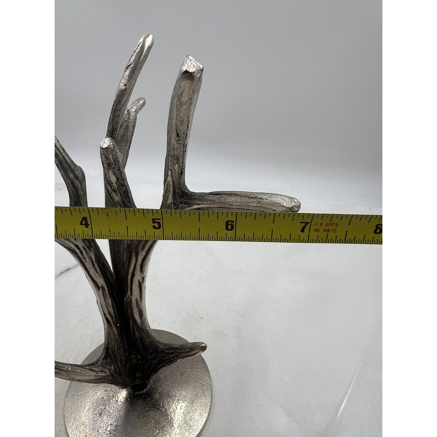 Silver Metal Antler Tree Jewelry Holder Stand Organizer Rustic Decor 9in Tall