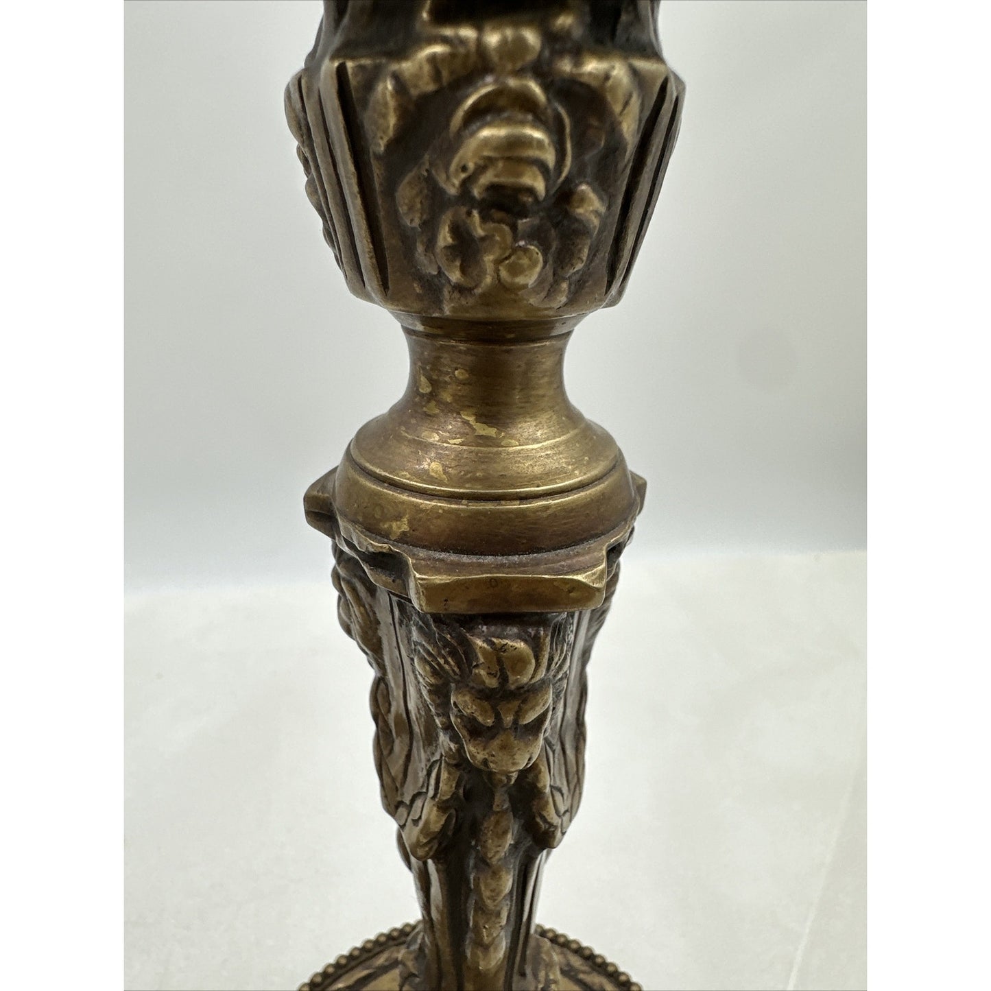 Vintage Brass Castilian Candle Holders Solid 12'' Lion Heads Set of 2