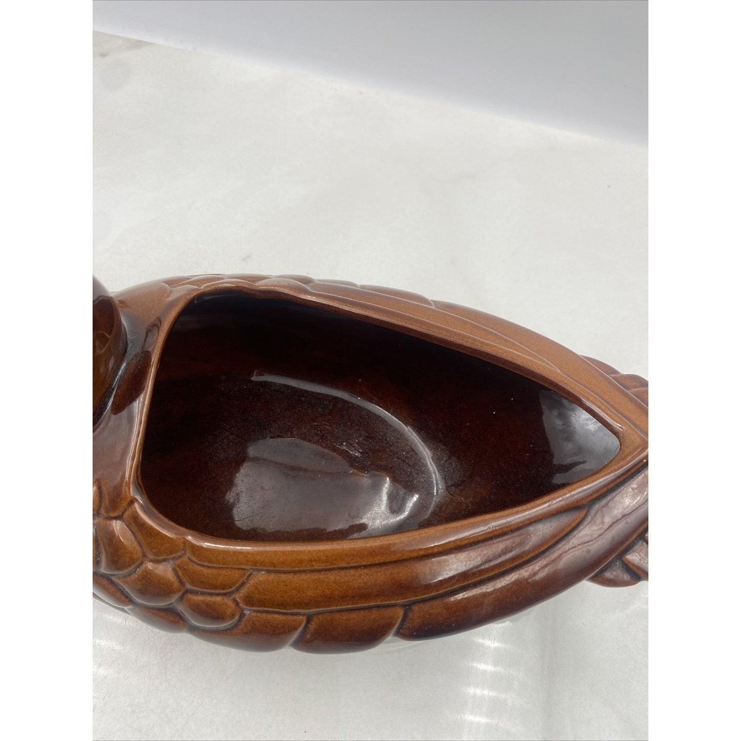 Vintage Frankoma Pottery Duck Planter 208A Brown Flower 10” Cottage Deco