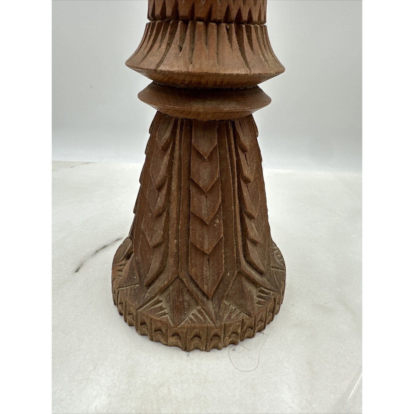 Vintage Wood Pedestal Turned Vase Candle Holder Exotic Rustic 20" Hand Carved