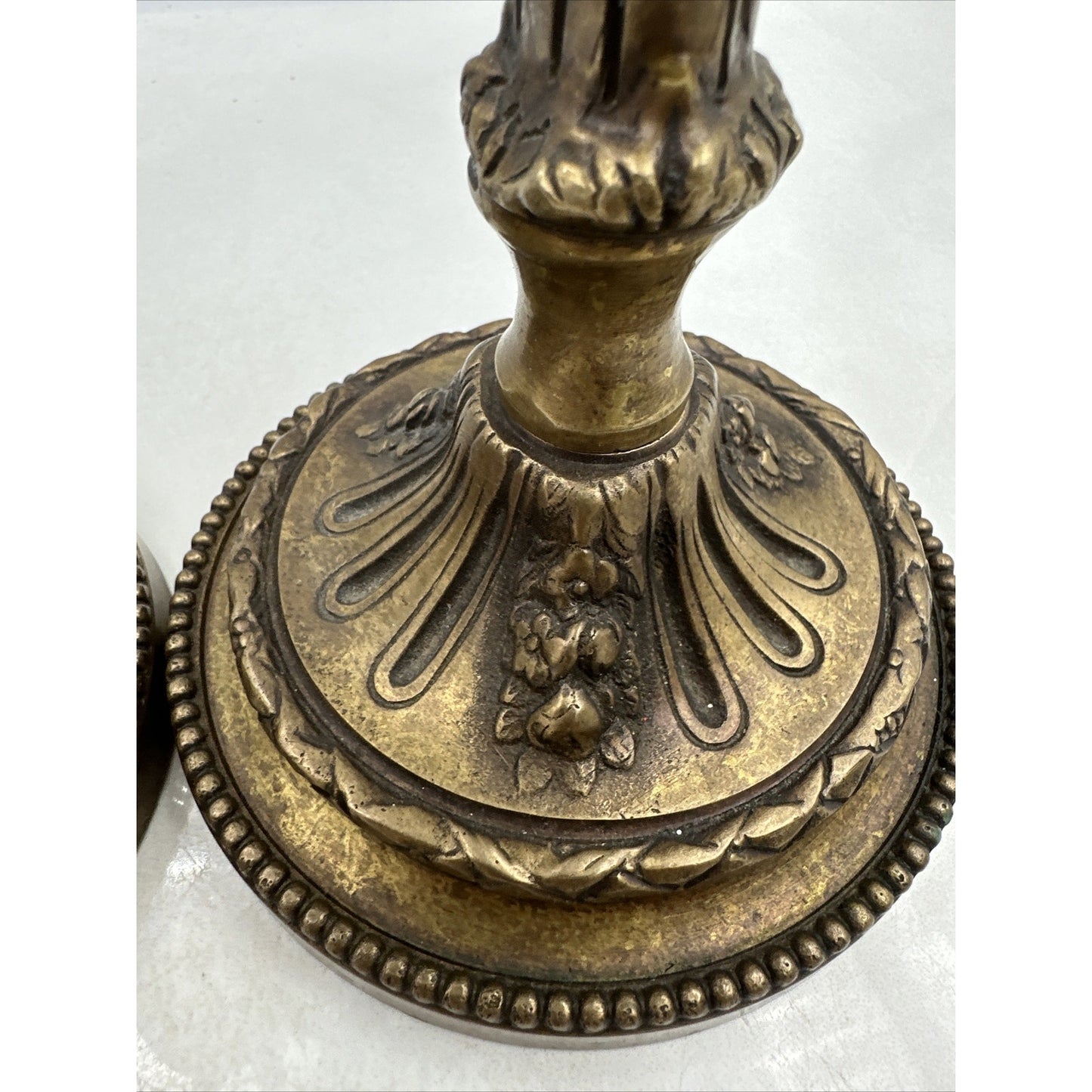Vintage Brass Castilian Candle Holders Solid 12'' Lion Heads Set of 2