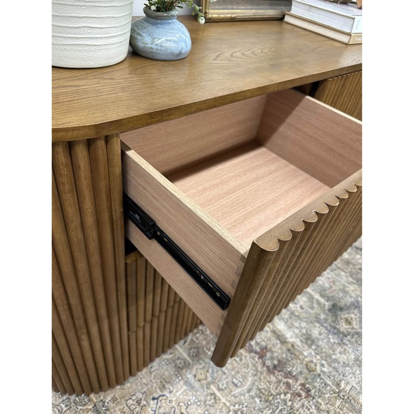Ellison Fluted Solid Wood Dresser By Latitude Run Brown Curved