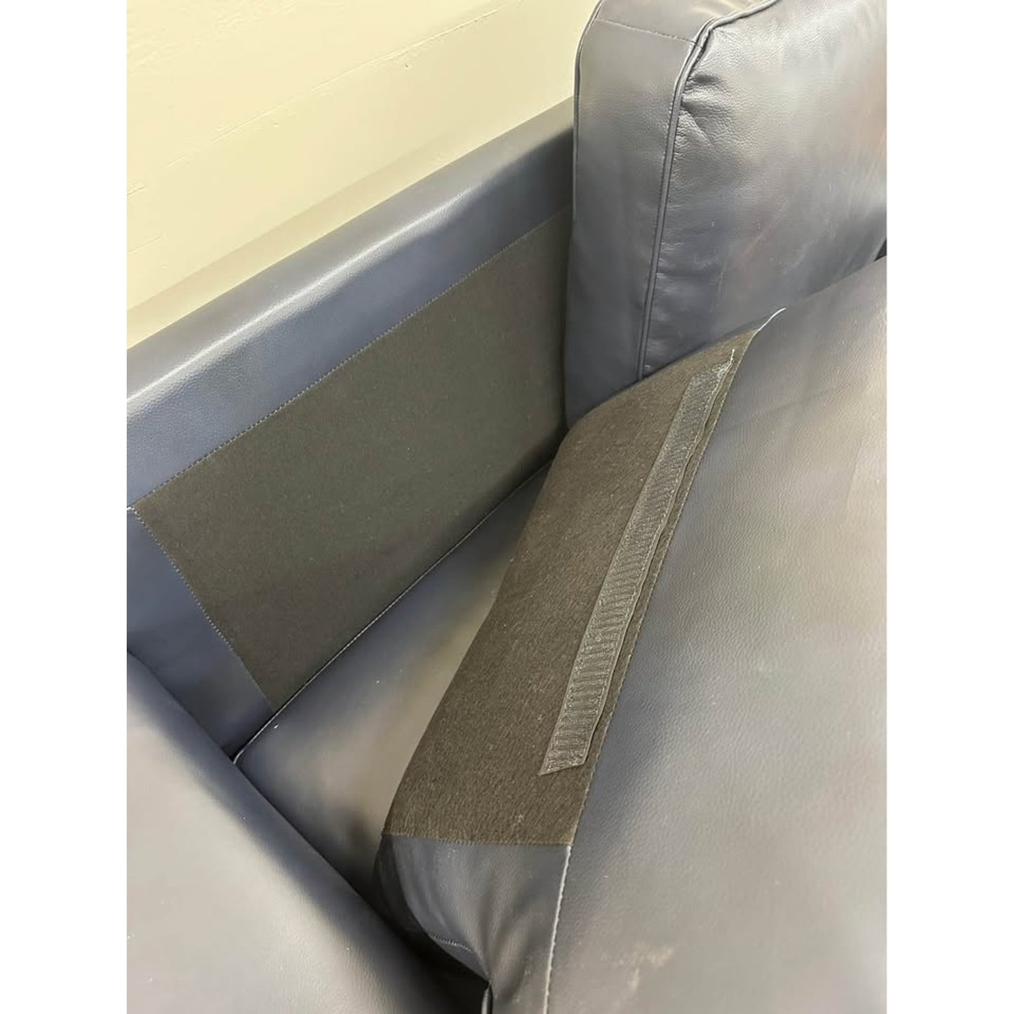 Lola 56" Wide Leather Sofa Navy Nail Head Couch