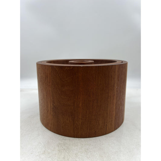 Dansk Teak Ice Bucket Mid Century Modern Barrel Lid Danish Denmark Wood Barware