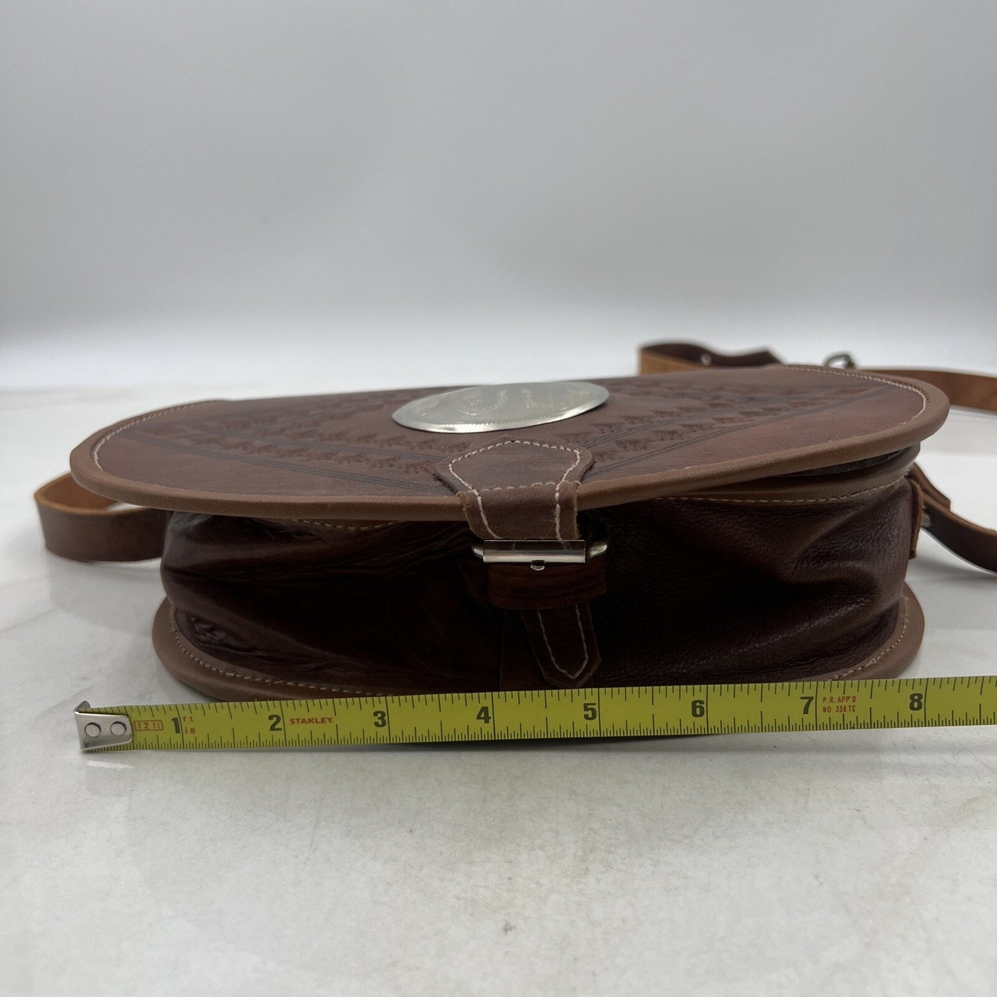 VTG Saddlebag Purse Women’s Brown Tooled Leather Camel Shoulder Bag