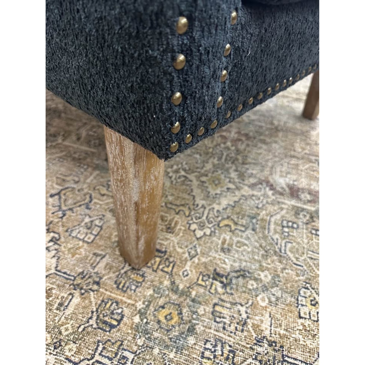 Ulysses Armchair-BLACK Charcoal Upholstered Nail Head Trim