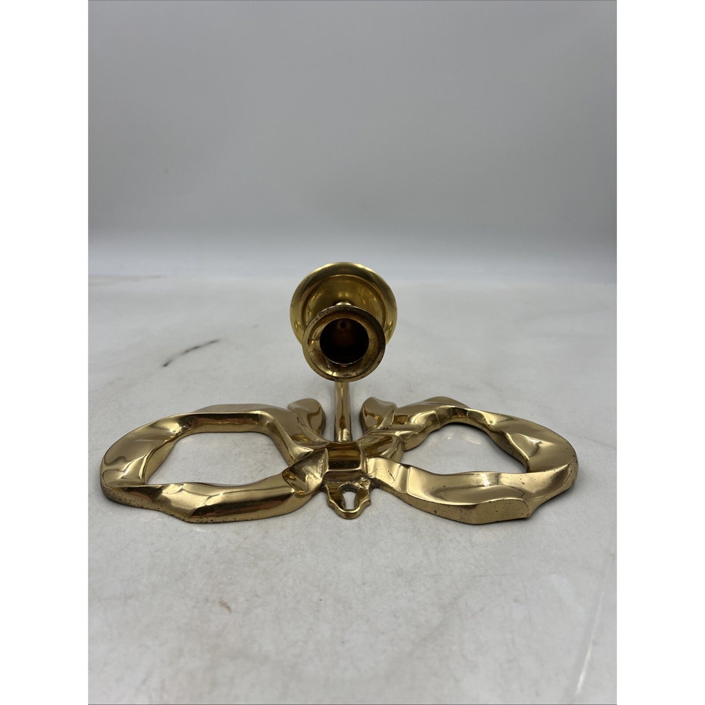 Vintage Candle Wall Sconce Brass Bow Ribbon Holder Brass Candle Holder