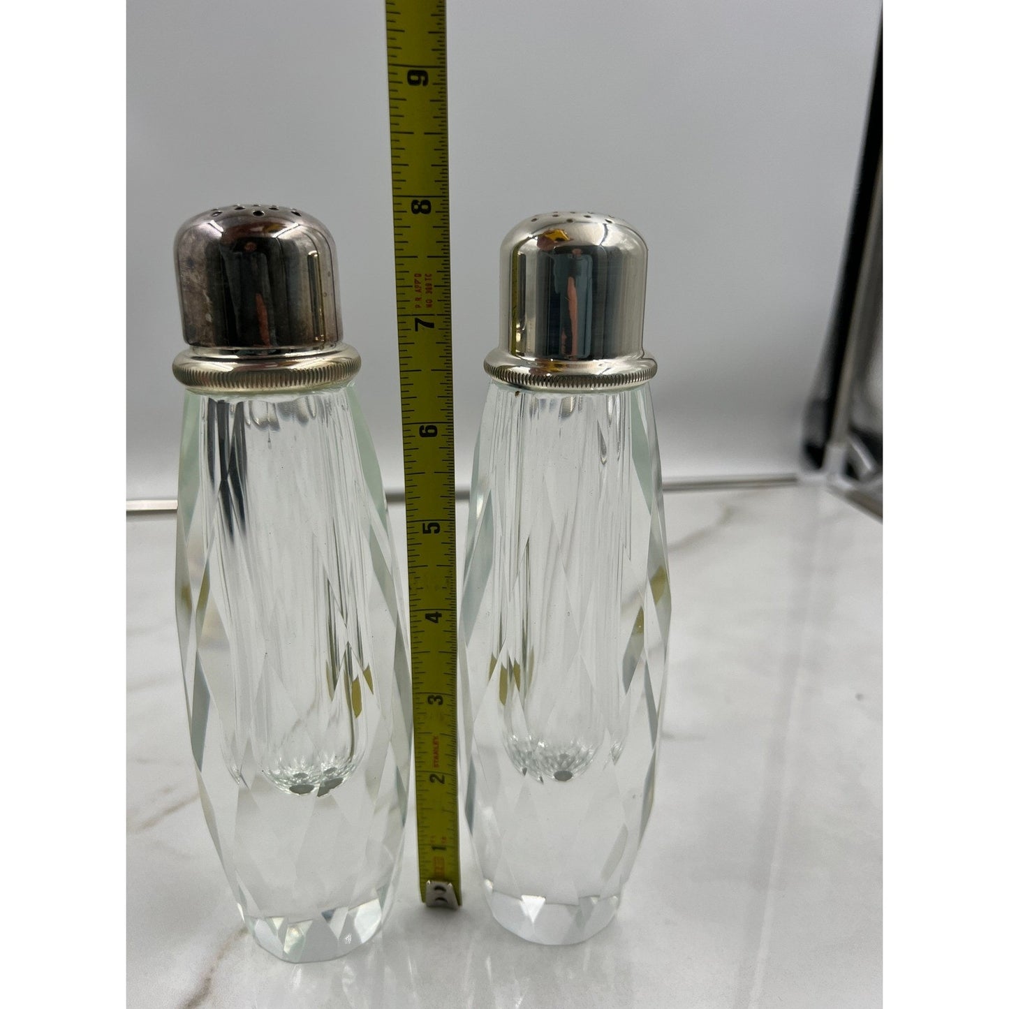 VTG Post House Hand Cut Leaded Crystal Pepper Mill and Shaker Set Grinders